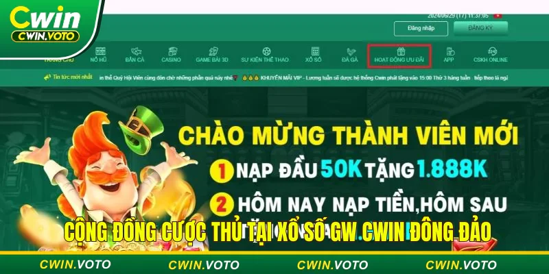 Cộng đồng cược thủ tại sảnh xổ số GW đông đảo
