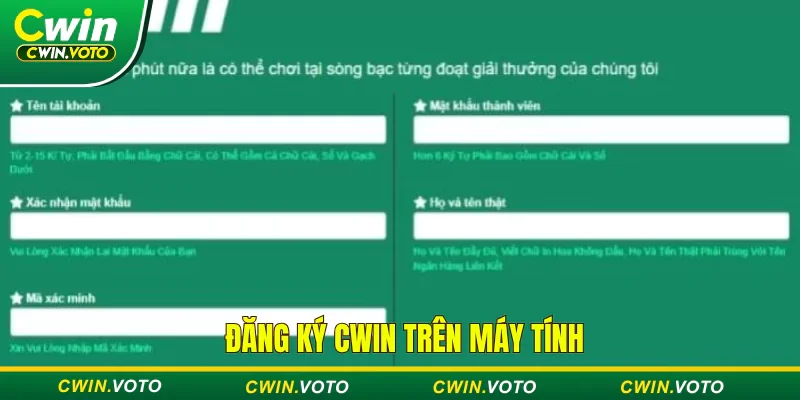 Đăng Ký Cwin | Tạo tài khoản siêu tốc, nhận ưu đãi khủng 2 Đăng ký tài khoản Cwin trên máy tính đơn giản chỉ với 4 bước